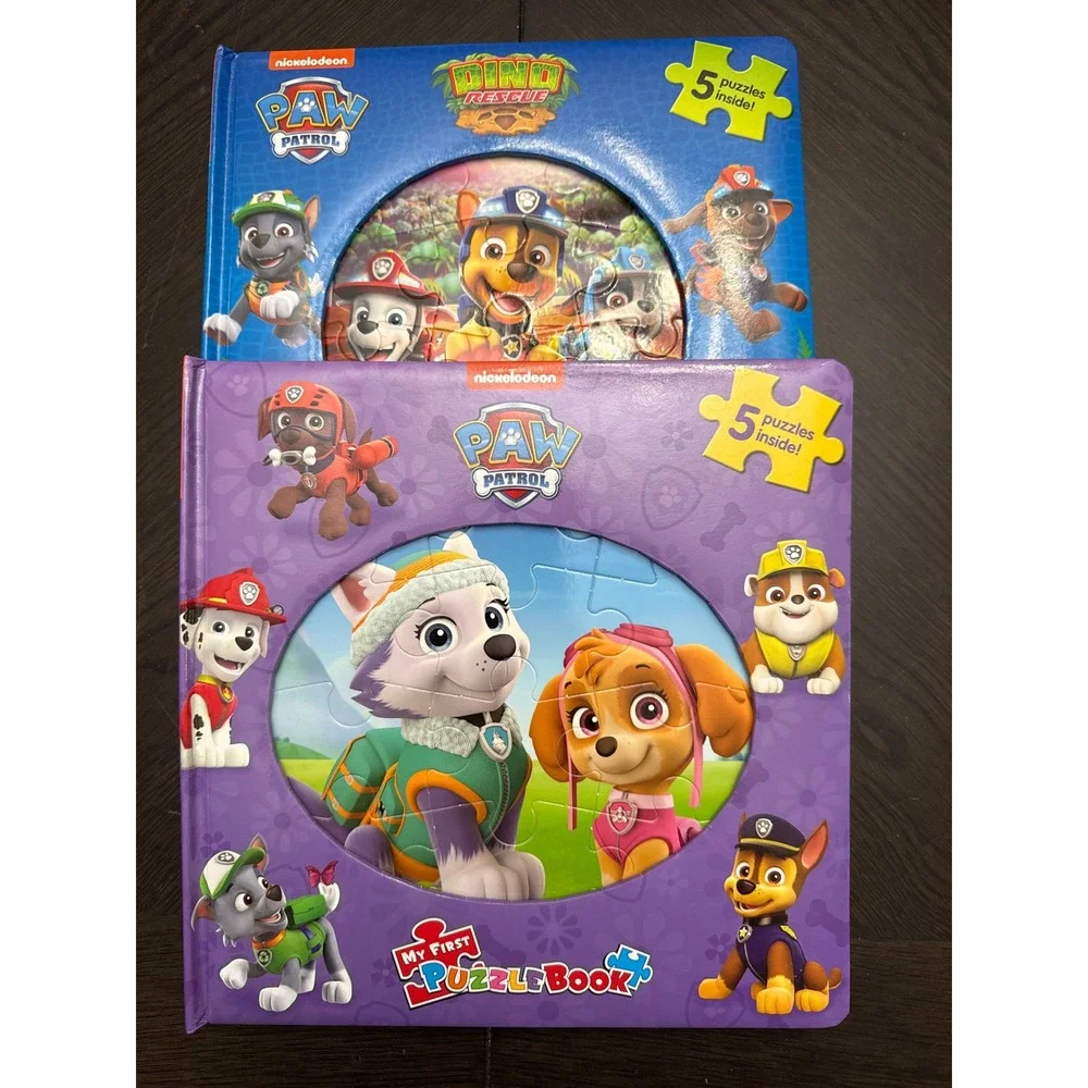 Paw Patrol My First‎ Puzzle Book Lot of 2 Dino Rescue & Classic 5 Puzzles Each